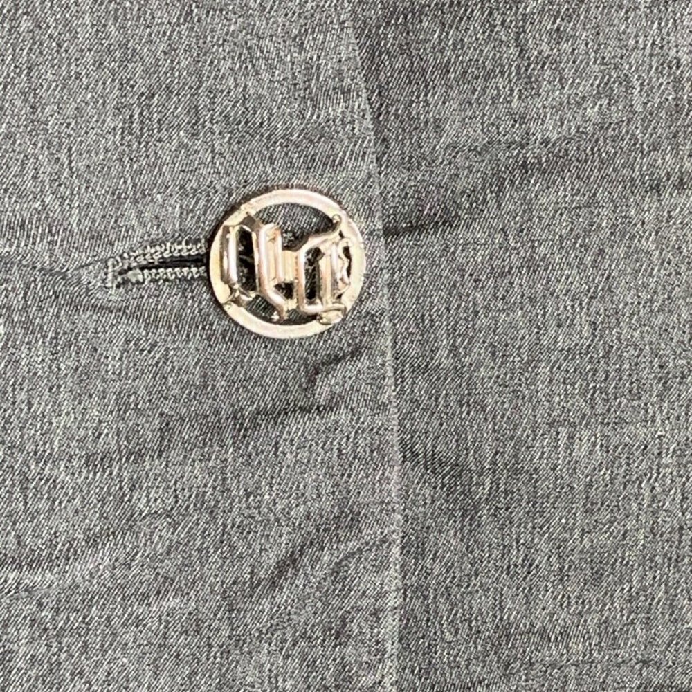 Versace Jacket Womens Size 8 Grey 2 Button Closure Notch Lapel Shoulder Pads - Picture 3 of 11